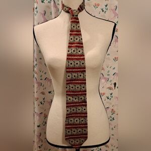 Vintage Christian Dior Red Graphic Formal Business Casual Office Silk Neck Tie